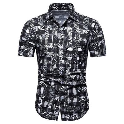 

Tailored Men Summer Bohe Floral Short Sleeve Basic T Shirt Blouse Top Plus Size