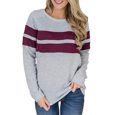 

Starmoon Women Casual Color Block Long Sleeve Pullover Tops Loose Tunic Sweatshirt BKL