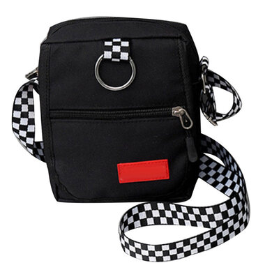 

Fashion Women Color Block Wide Strap Zipper Small Crossbody Shoulder Canvas Bag