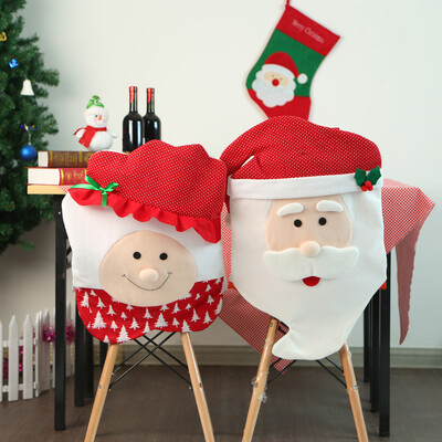 

〖Follure〗2Pcs Christmas Santa Claus Hat Chair Cover Dinner Decor Party
