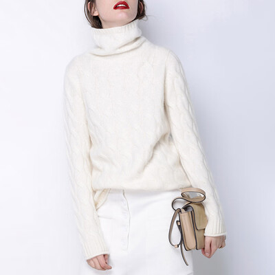 

Winter Women Chunky Knitted Turtleneck Sweater Baggy Jumper Knitwear Pullover