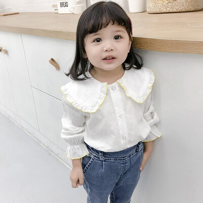 

Kids Baby Girl Shirt Lapel Collar Cotton Shirt Long Sleeve White Tops Clothes Shirt Spring Autumn Casual Fashion Blouse