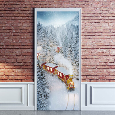 

Tailored Christmas Series Self Adhesive Door Mural Wall Sticker Xmas Home Decal