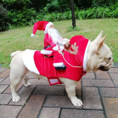 

Christmas Pet Dogs Clothes Santa Dog Costumes Funny Pet Outfit Riding Holiday Party Dressing Up Clothes