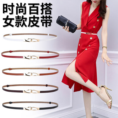 

Korean female leather decorative thin belt ladies leather buckle dress accessories belt