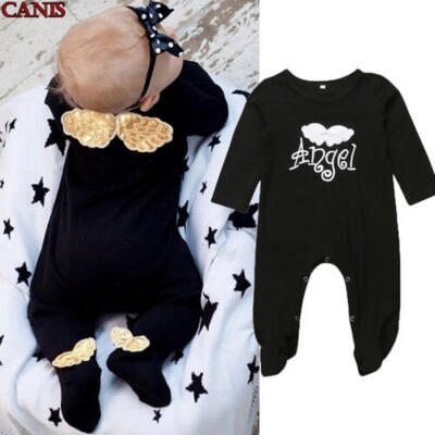 

US Newborn Infant Baby Girls Boys Angel Wings Romper Jumpsuit Outfit Clothes New