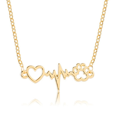 

2019 Women Fashion Pendant Necklace Heartbeat Wave Shaped Trendy Jewelry Heart Pendant Necklace For Gifts Lucky Necklace Female