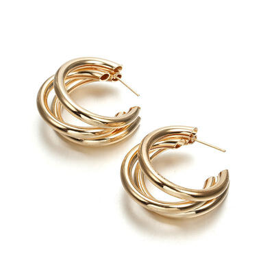 

Korean Popular Simple Metal Silver Gold Color Multilayer Cc Stud Earrings For Women Earings Fashion Jewelry Oorbellen Brincos