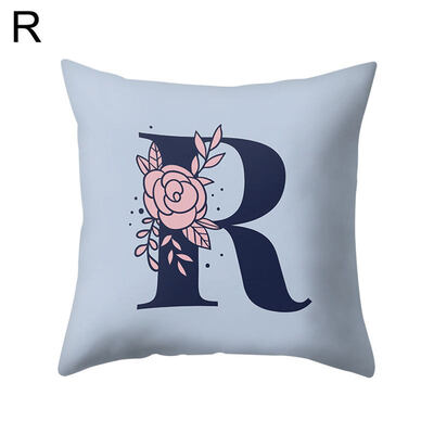 

Modern Capital Letter Flower Pillow Case Waist Throw Cushion Cover Home Decor