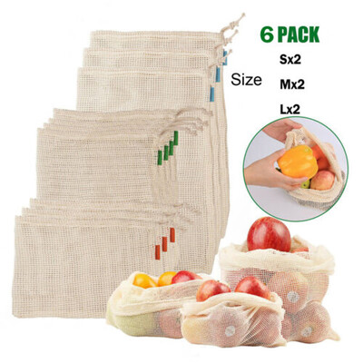 

Reusable Mesh Produce Bags Fruit Vegetable Storage Shopping Eco Friendly Supply