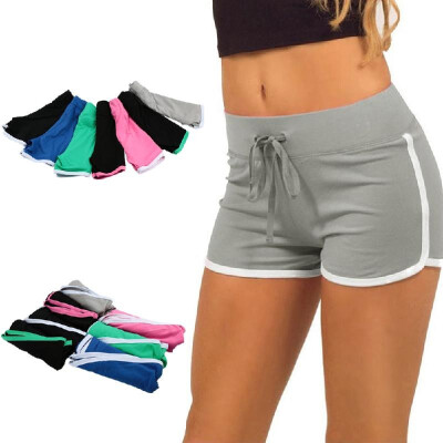 

Fashion Women Sports Shorts Contrast Binding Side Split Elastic Waist Yoga Shorts