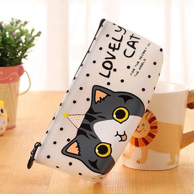

Cartoon Cat School Pencil Bag Cute Waterproof Jelly Pencil Case For Girls Kids Gift Korean Style Pen Bag Office School Supplies