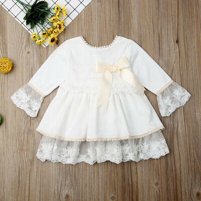 

Toddler Baby Girls Xmas Dresses Velvet Long Sleeve Tutu Party Pageant Lace Dress