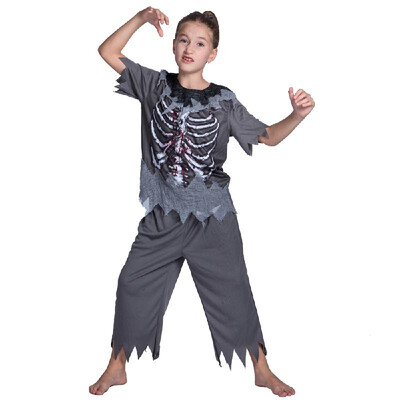

Unisex Child Halloween Skeleton Zombie Costumes Shirt Pants Kit Masquerade Cosplay Party Props--S Size for 3-4 Years Old Kids
