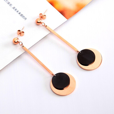 

Temperament Korea simple wild long pendant earrings personalized earrings sexy short titanium steel