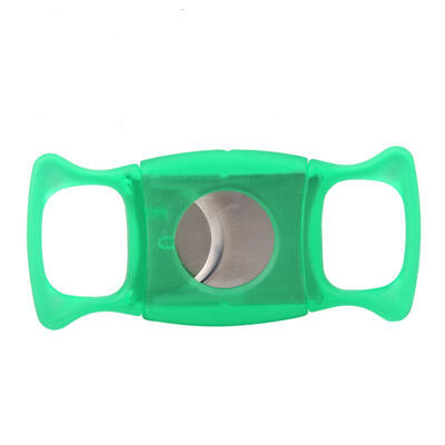 

Greensen Portable Green Plastic Shell Pocket Double Blade Cigar Cutter Knife Scissors