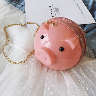 

Qiao Bani 2019 new Korean chic fashion funny pig head chain geometry bag shoulder diagonal trend handbags