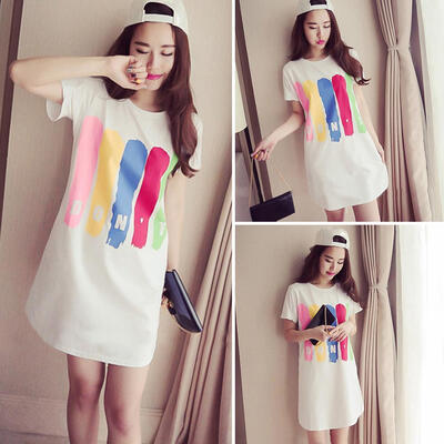 

Summer Short Sleeve T-shirt Cute Casual Fashion Street O-Neck Long Tops