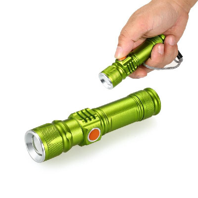 

USB Rechargeable Flashlight Telescopic Zoomable Electric Torch 3 Mode LED Flashlight Ultra Bright Lamp for Hunting Camping Cycling