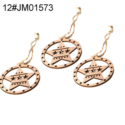 

3Pcs Retro Wooden Hollow Pendants with Rope DIY Crafts Christmas Tree Ornaments