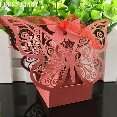 

FUNNYBUNNY 10 PCS Butterfly Laser Cut Favor Boxes Wedding Gift Boxes for Party Favors Packaging Gift Boxes Gift Bag Candy