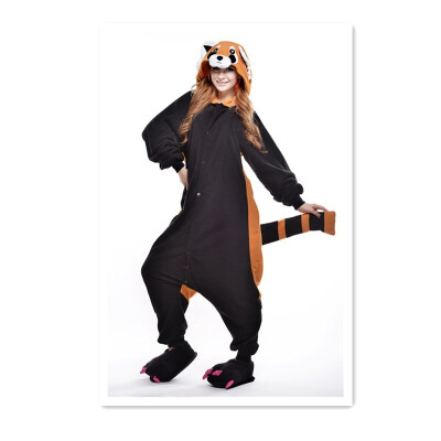 

Womens Winter Pajamas Unisex Cartoon Pajamas Cosplay Flannel Pajamas Adult Raccoon Animal Pajamas