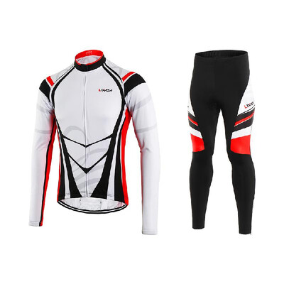 

Lixada Mens Winter Thermal Fleece Cycling Clothing Set Long Sleeve Windproof Cycling Jersey Coat Jacket with 3D Padded Pants Trou