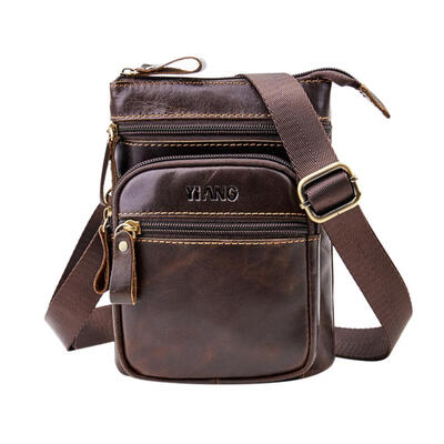 

6in Phone Waist Bags Men Shoulder Crossbody Bag Oil Wax Leather Fanny Packs