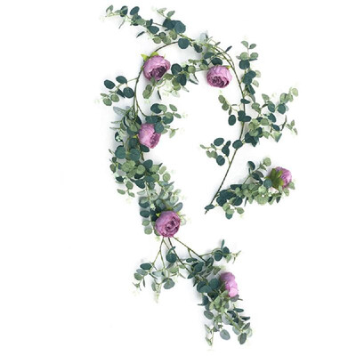 

Christmas Artificial Hanging Vines Natural Artificial Plants Leaves Flower Rose Wall Door Realistic Fake Garland Leaves Spring Le