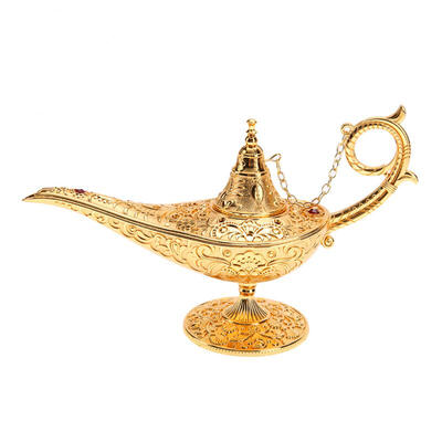 

Greensen Gold Metal Carved Hollow Legend Lamp Hollow Aladdin Magic Genie Light Wishing Pot Decor