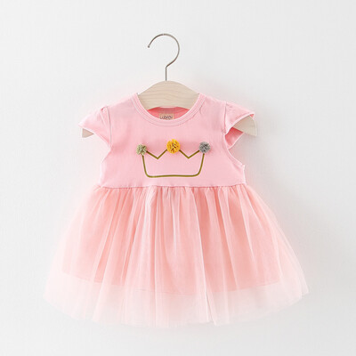 

Toddler Kid Baby Girl Short Sleeve Printed Lace Princess Dress Clothing