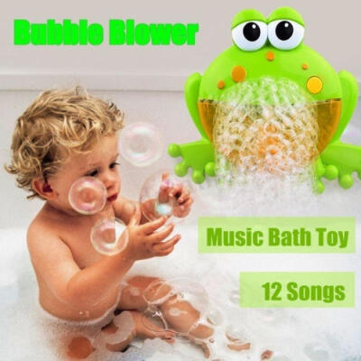 

Kids Baby Bathing Toys Frog Bubble Maker Machine Automatic 12 Songs Music Shower Toys