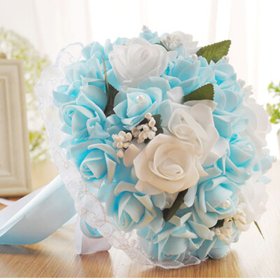 

Gobestart Crystal Roses Bridesmaid Wedding Bouquet Bridal Artificial Silk Flowers