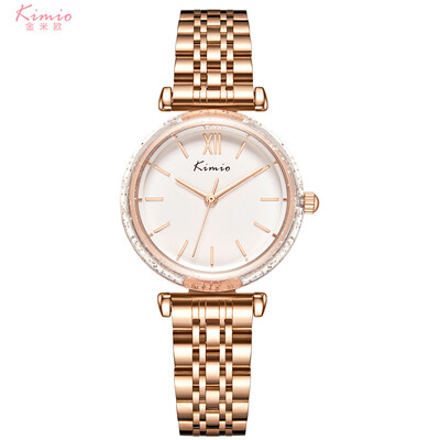 

Kimio watch woman simple temperament fashion trend ins wind steel belt lady watch authentic waterproof 2019 new model