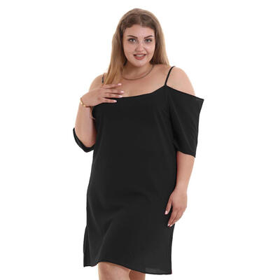 

Sexy Spaghetti Strap Women Dress Off Shoulder Short Sleeve Loose Dresses