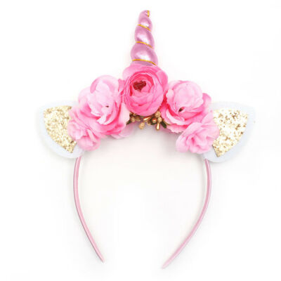 

Unicorn Horn Kids Flower HairBand Headband Party Fancy Dress Cosplay Costume