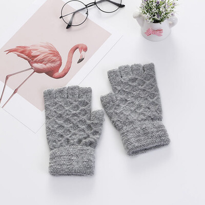 

Women Mens Half Finger Gloves Thermal Mittens Autumn Winter Hand Warmer Cashmere Knitted Gloves