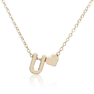 

Stainless Steel Jewelry Choker Necklace Letter Necklace Women Gold Chain Female Nameplate Heart Necklace Copper Boho Girlfriend