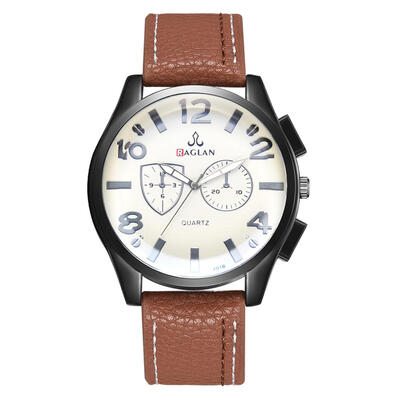 

Round Big Dial Quartz Watches Men Casual PU Leather Strap Analog Wristwatch