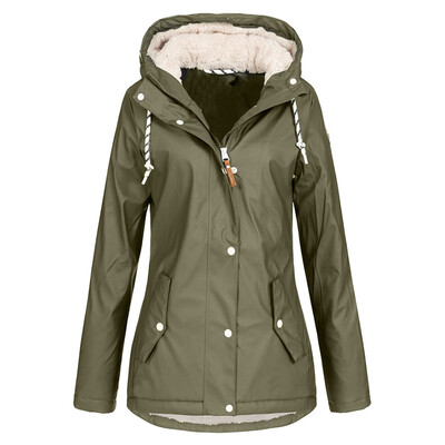

Tailored Womens Solid Rain Jacket Outdoor Hoodie Waterproof Overcoat Lady Windproof Coat