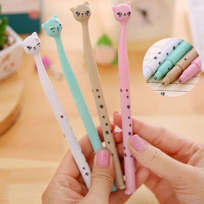 

Cute Cat Kawaii Black 05mm Gel Ink Roller Ball Point Pen Fine Korean