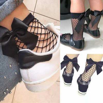 

Womens Casual Stretch Sheer Fishnet Net Socks Mesh Ankle High Bowknot Comfort