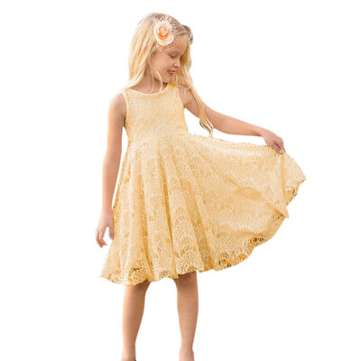 

Summer Fashion Lace Dress Kids Girls Lace Dress Ruffle Tulle Baby One-piece Dresses