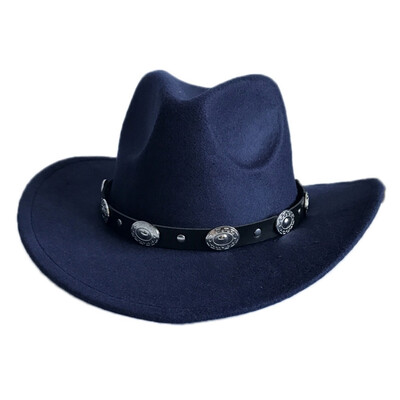 

9 Colors Unisex Women Men Woolen Cowboy Hat Wide Brim Trilby Hat