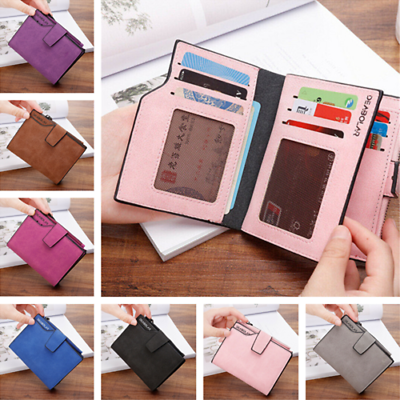 

Women Leather Folding Short Small Money Purse Wallet Ladies Coin Card Holder UK