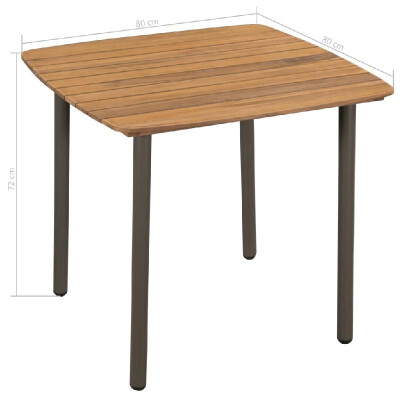 

Outdoor Dining Table Solid Acacia Wood&Steel 315"x315"x283