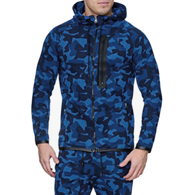 

Toponeto Mens Autumn Winter Vintage Zipper Hooded Print Long Sleeve Outdoor Coat