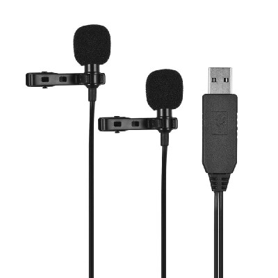 

Andoer 6m20ft USB Dual-head Lavalier Lapel Microphone Clip-on Omnidirectional Computer Mic for Windows Mac Video Audio Recording