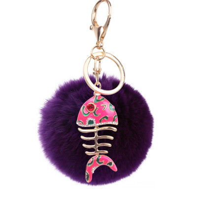 

Creative Smart Fishbone Keychain Rex Rabbit Plush Pendant Bag Mobile Phone Charm Fashion Pendant