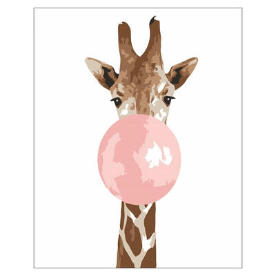 

3D DIY Giraffe Bubble Gum Coloring Paint By Numbers Oil Painting Canvas Set